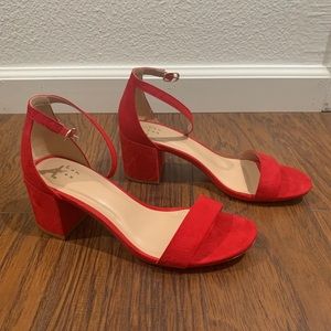Red chunky heels